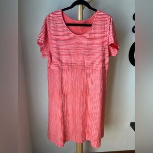 Escape by Habitat Striped Coral T Shirt Dress 100% Cotton Short Sleeve Size XL